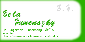 bela humenszky business card